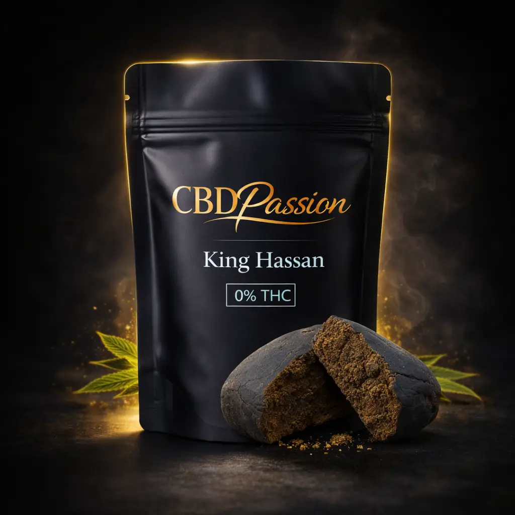 Résine King Hassan 0% THC packaging CBDPassion